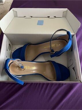 Chunks Royal Blue Open-Toe Ankle-Strap Heels